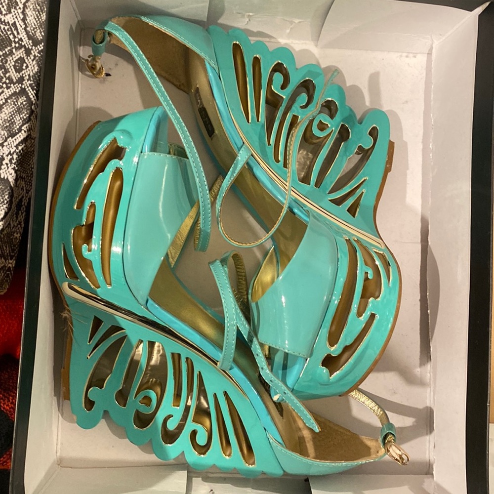 Blue high heels